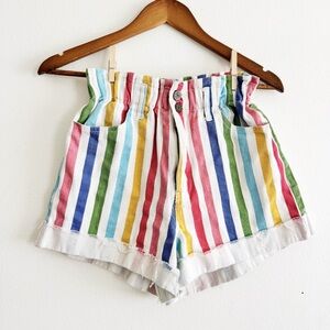 Rainbow striped mumu blue shorts small